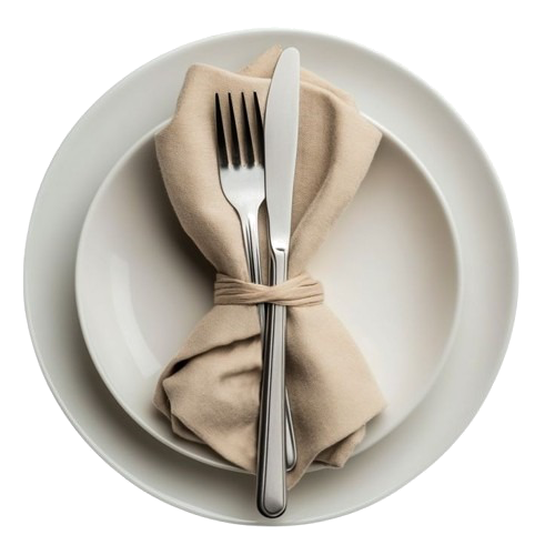 Plate with fork and knife
